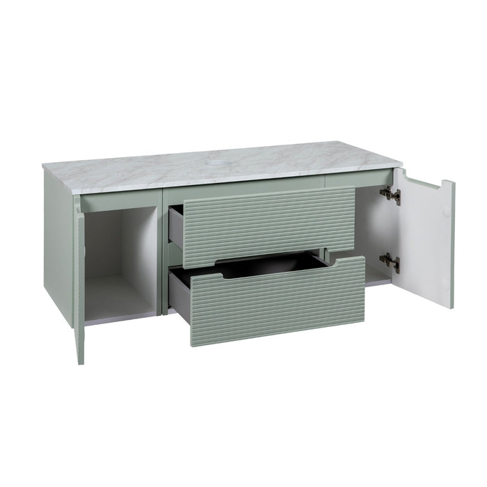 Tailored Monza Plus 1200mm 2 Drawer Fluted Wall Hung Vanity Unit with 2 Side Cabinets & Countertop