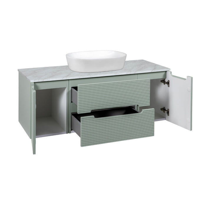 Tailored Monza Plus 1200mm 2 Drawer Fluted Wall Hung Vanity Unit with 2 Side Cabinets & Countertop