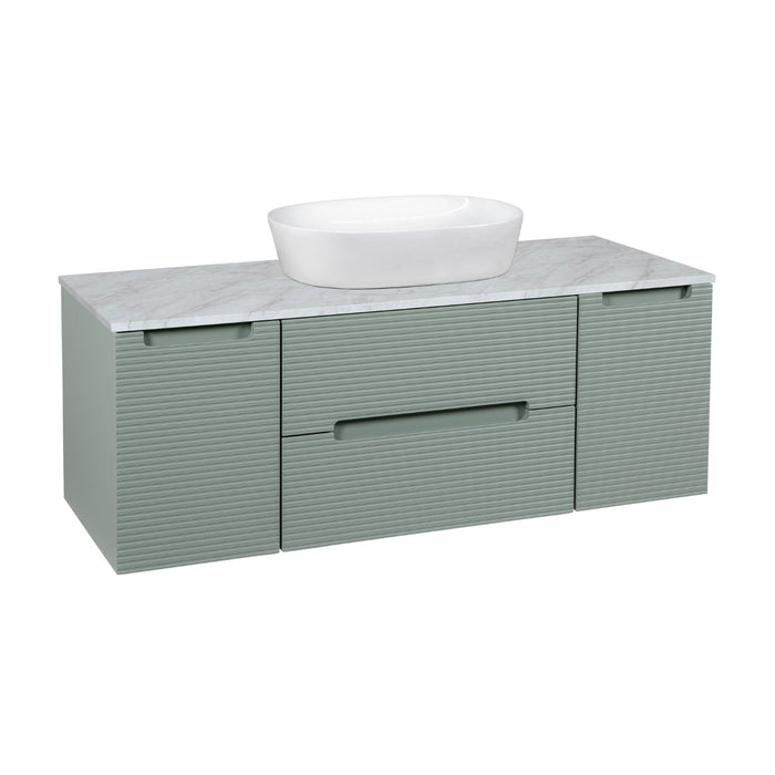 Tailored Monza Plus 1200mm 2 Drawer Fluted Wall Hung Vanity Unit with 2 Side Cabinets & Countertop
