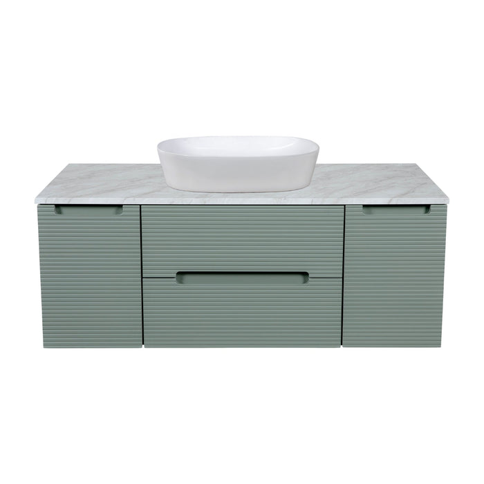 Tailored Monza Plus 1200mm 2 Drawer Fluted Wall Hung Vanity Unit with 2 Side Cabinets & Countertop