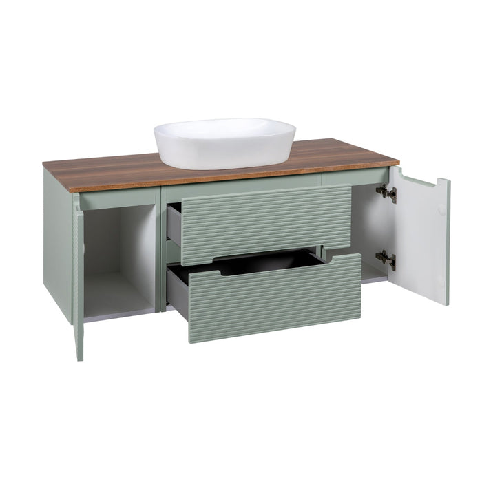 Tailored Monza Plus 1200mm 2 Drawer Fluted Wall Hung Vanity Unit with 2 Side Cabinets & Countertop