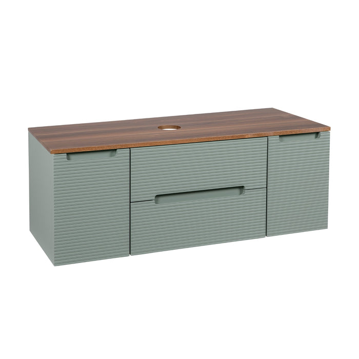 Tailored Monza Plus 1200mm 2 Drawer Fluted Wall Hung Vanity Unit with 2 Side Cabinets & Countertop
