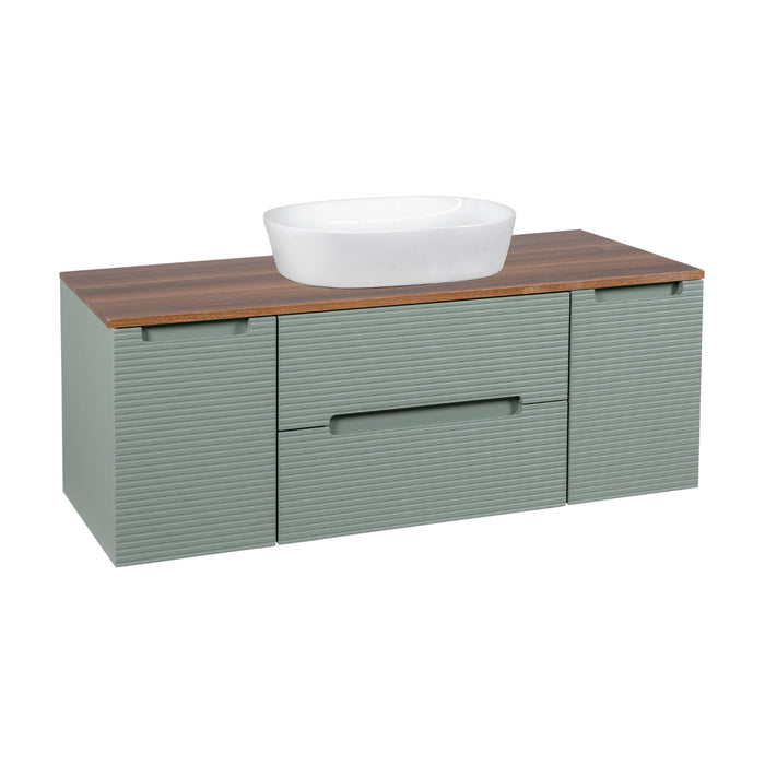Tailored Monza Plus 1200mm 2 Drawer Fluted Wall Hung Vanity Unit with 2 Side Cabinets & Countertop