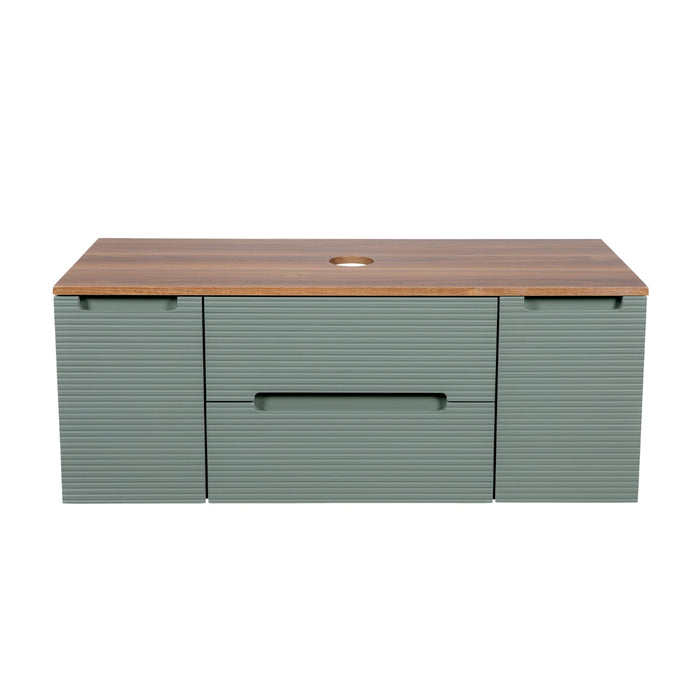 Tailored Monza Plus 1200mm 2 Drawer Fluted Wall Hung Vanity Unit with 2 Side Cabinets & Countertop