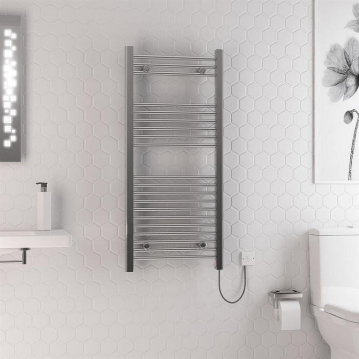 Eastbrook Biava Dry Element Straight Ladder Electric Towel Rail with On/Off Button 1100mm x 500mm