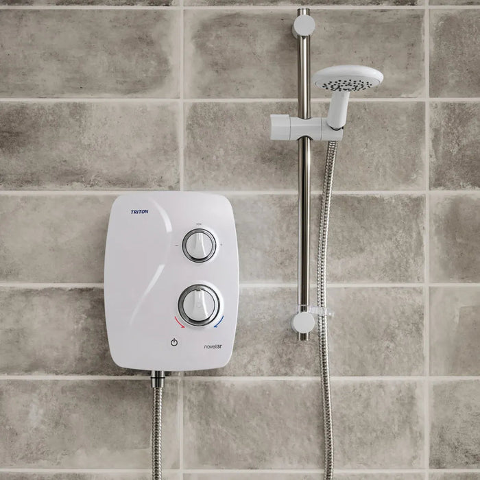 Triton Novel SR Silent Running Thermostatic Power Shower - White