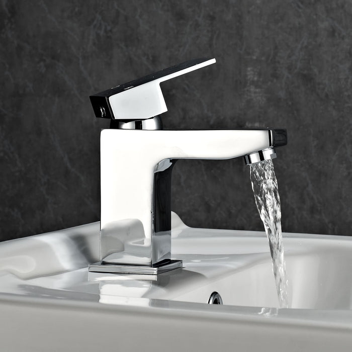 Tailored Raglan Modern Square Basin Mixer Tap with Free Waste - Chrome