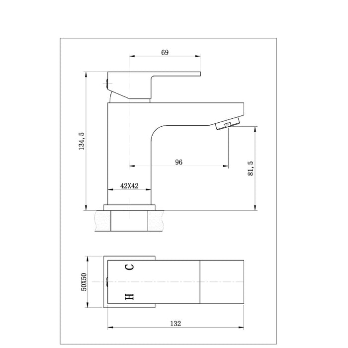 Tailored Raglan Modern Square Basin Mixer Tap with Free Waste - Chrome