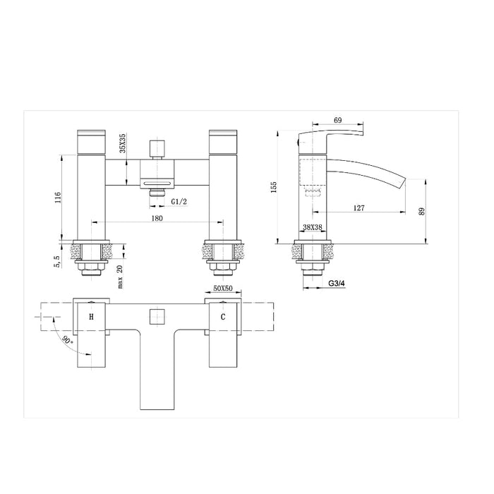 Tailored Brecon Bath Shower Mixer Tap