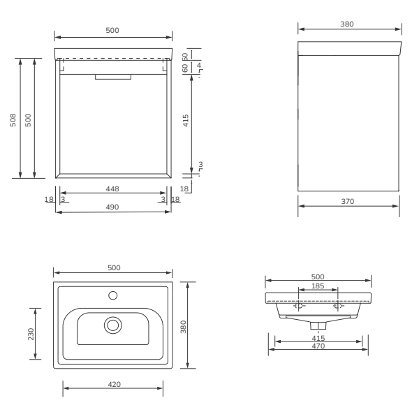 Sonas Fjord 2 Drawer Wall Hung Vanity Unit With Basin &