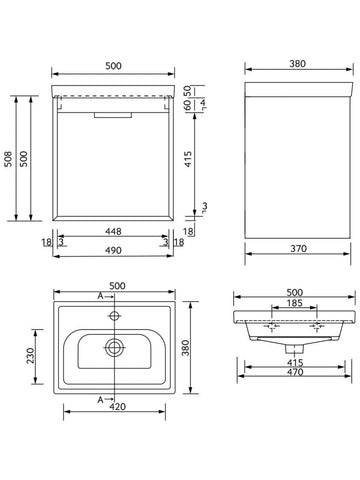 Sonas Fjord 2 Drawer Wall Hung Vanity Unit With Basin &