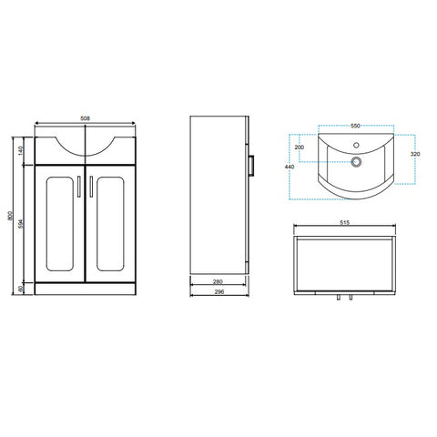 Sonas Bristol 2 Door Floorstanding vanity Unit With Basin