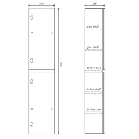 Sonas Universal 1366mm High 2 Door Wall Hung Tall Storage