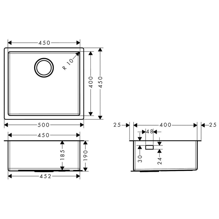 Hansgrohe S71 Undermount Kitchen Sink - Stainless Steel