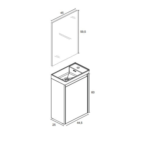 Sonas Dijon 450mm 1 Door Cloakroom Wall Hung Vanity Unit