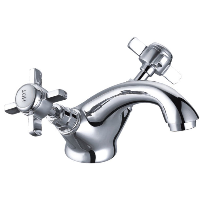 Tailored Tenby Traditional Crosshead Basin Mixer Tap with Free Waste - Chrome