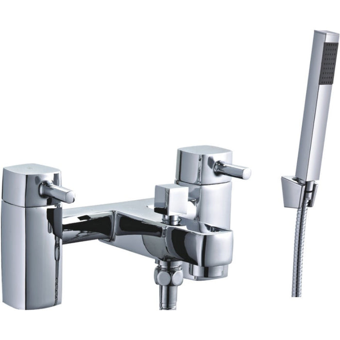 Tailored Newport Square Bath Shower Mixer Tap with Handset - Chrome