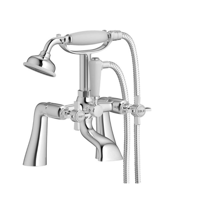 Tailored Tenby Traditional Crosshead Bath Shower Mixer Tap with Handset - Chrome