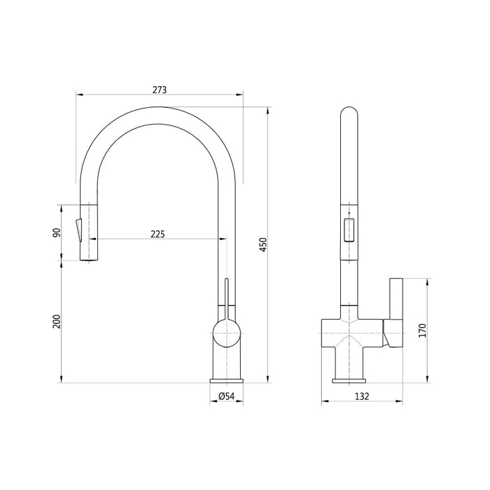 Tailored Mayhill Single Lever Pull Out Kitchen Mixer Tap