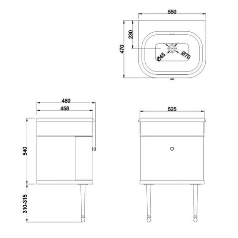 Burlington Chalfont 1 Drawer Vanity Unit With Basin