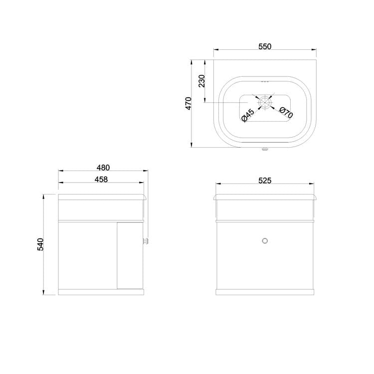 Burlington Chalfont 1 Drawer Wall Hung Vanity Unit