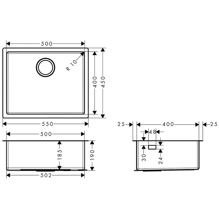Hansgrohe S71 Undermount Kitchen Sink - Stainless Steel