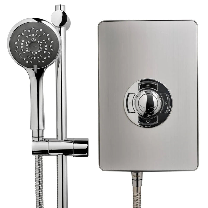 Triton Aspirante Electric Shower - 9.5kW - Brushed Steel