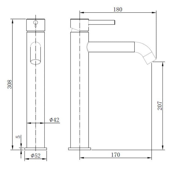 Tailored TB+ Redondo Round ECO Control/Cold Water Start Tall Basin Mixer Tap