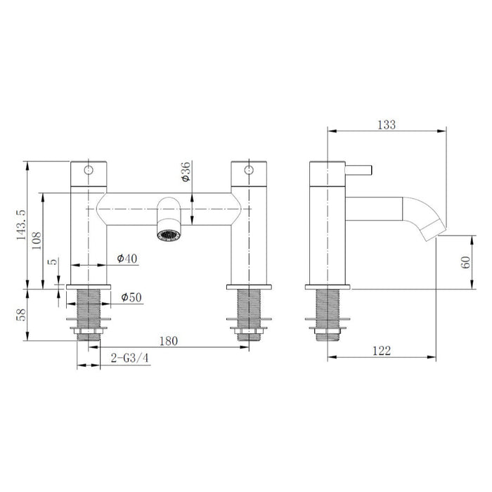 Tailored TB+ Redondo Round Deck Mounted Bath Filler Tap