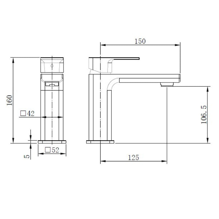 Tailored TB+ Quadrado Square ECO Control/Cold Water Start Basin Mixer Tap with Free Waste