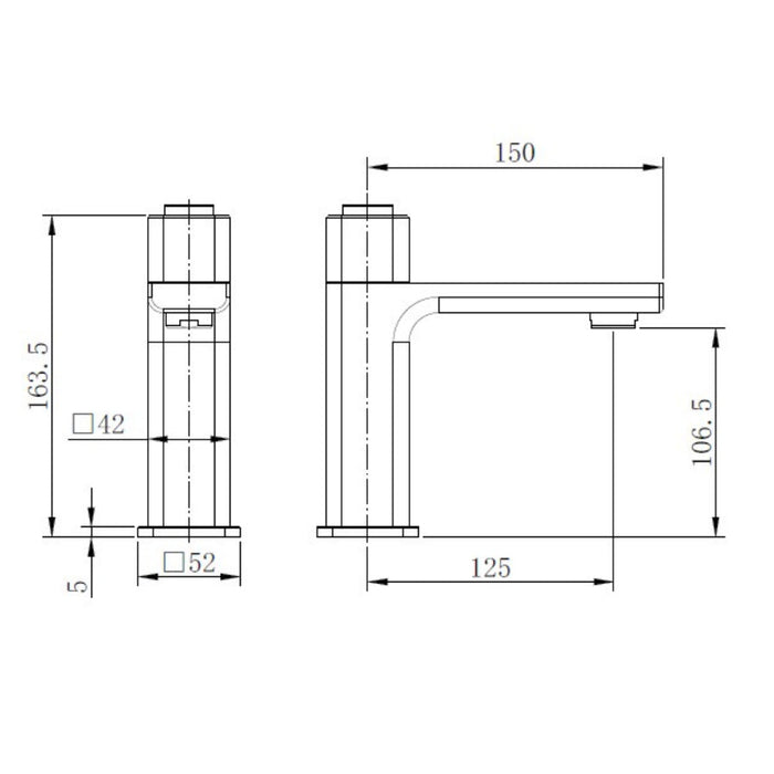 Tailored TB+ Quadrado Square Push Button Basin Mixer Tap with Free Waste