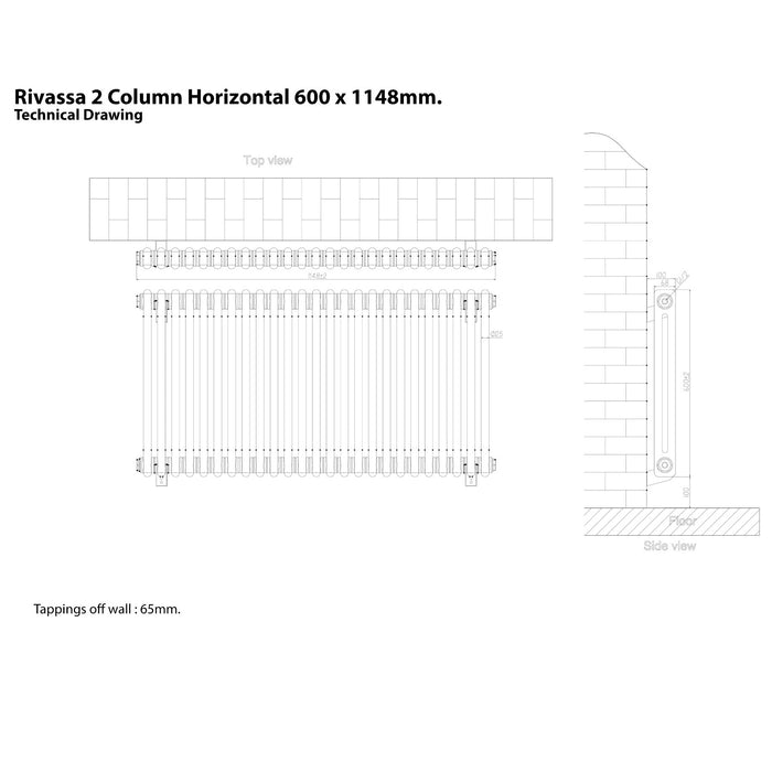Eastbrook Rivassa 2 Column Horizontal Designer Radiator - Bronze Effect
