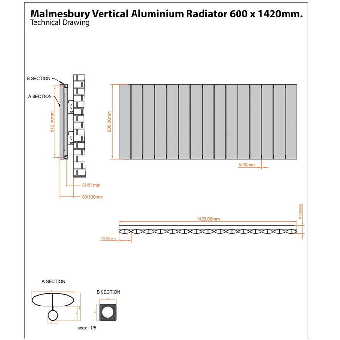 Eastbrook Malmesbury Aluminium Horizontal Designer Radiator - Matt Anthracite