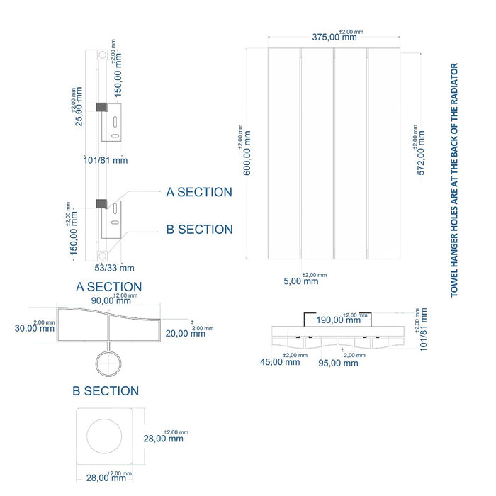 Eastbrook Fairford Aluminium Vertical Designer Radiator - Matt White