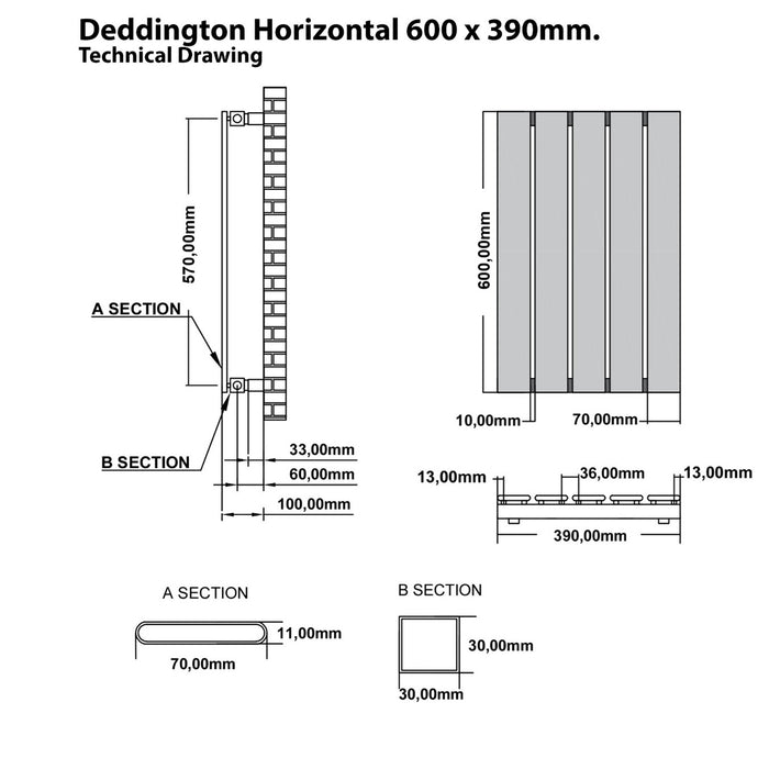 Eastbrook Deddington Single Vertical Designer Radiator - Matt Anthracite