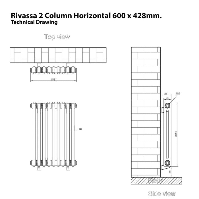 Eastbrook Rivassa 2 Column Vertical Designer Radiator - Matt Anthracite