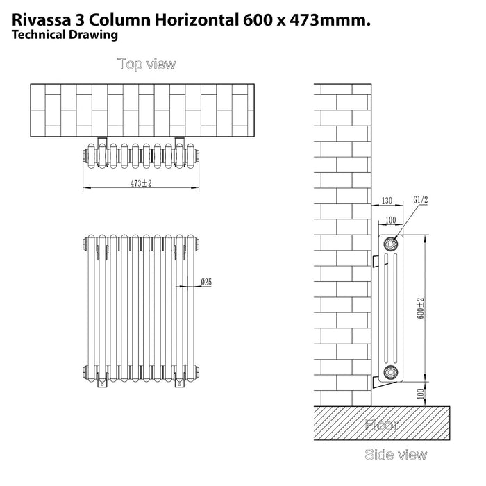 Eastbrook Rivassa 3 Column Vertical Designer Radiator - Gloss White