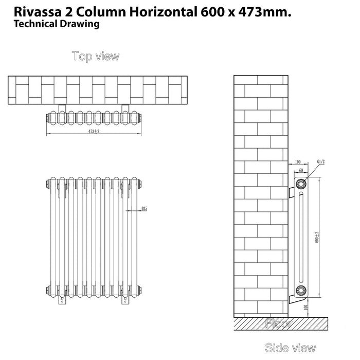 Eastbrook Rivassa 2 Column Vertical Designer Radiator - Matt Anthracite