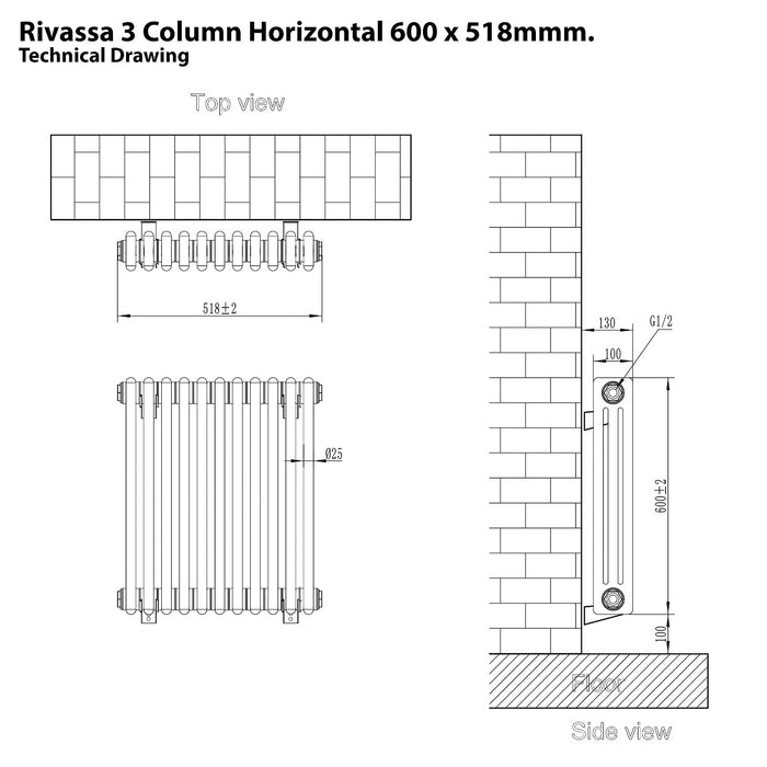 Eastbrook Rivassa 3 Column Vertical Designer Radiator - Gloss White