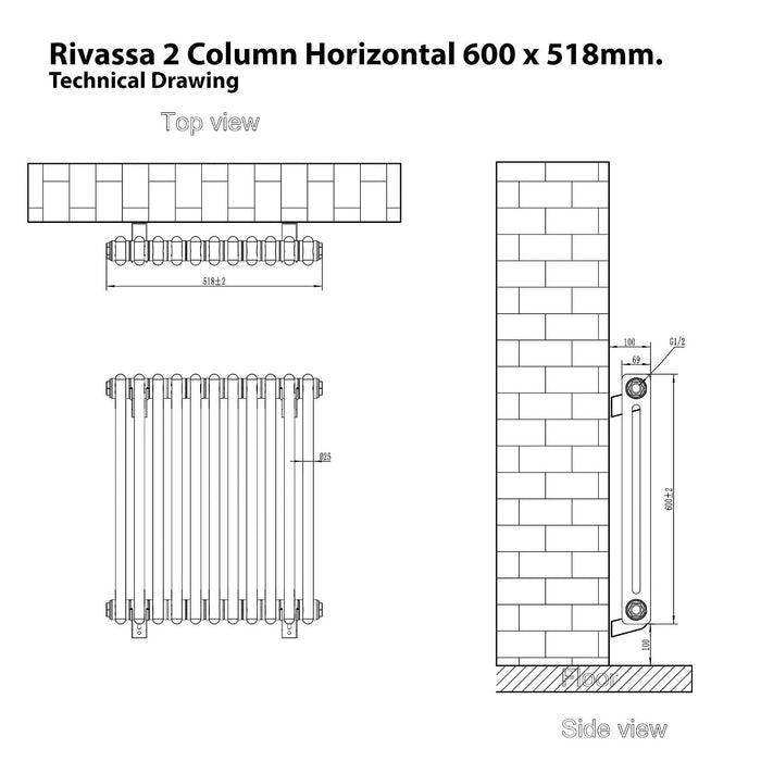 Eastbrook Rivassa 2 Column Vertical Designer Radiator - Matt Anthracite