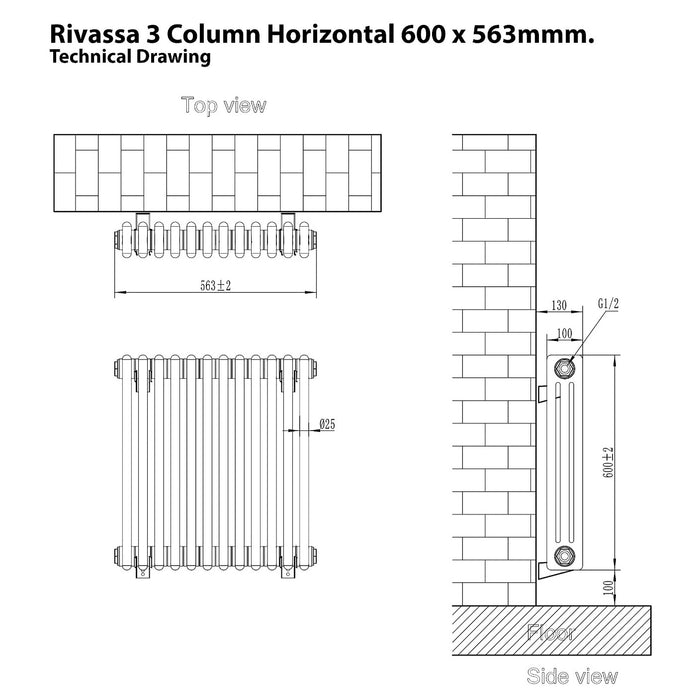 Eastbrook Rivassa 3 Column Vertical Designer Radiator - Gloss White