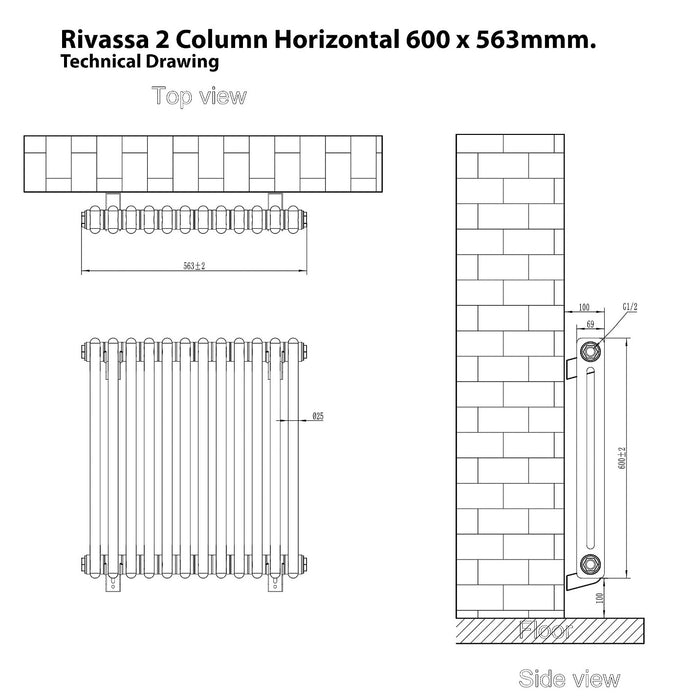 Eastbrook Rivassa 2 Column Vertical Designer Radiator - Matt Anthracite