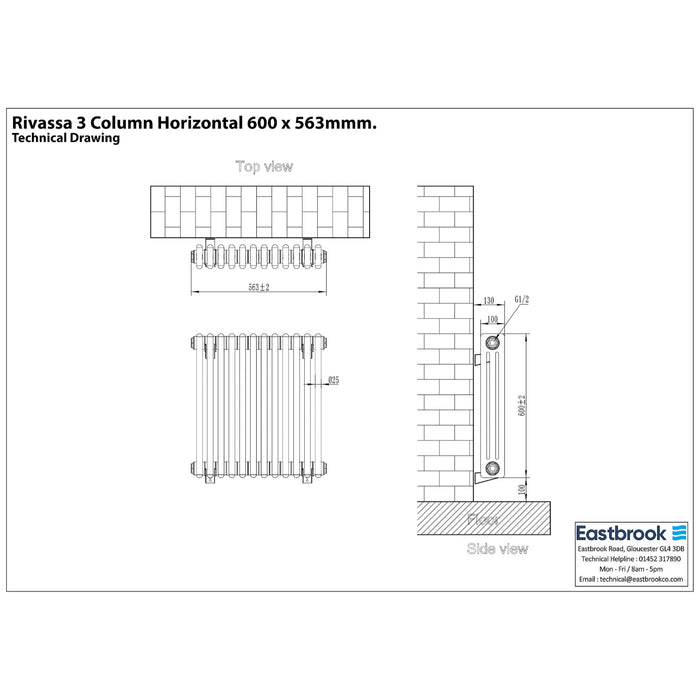 Eastbrook Rivassa Vertical 3 Column Radiator - Matt Anthracite