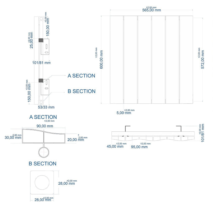 Eastbrook Fairford Aluminium Vertical Designer Radiator - Matt White