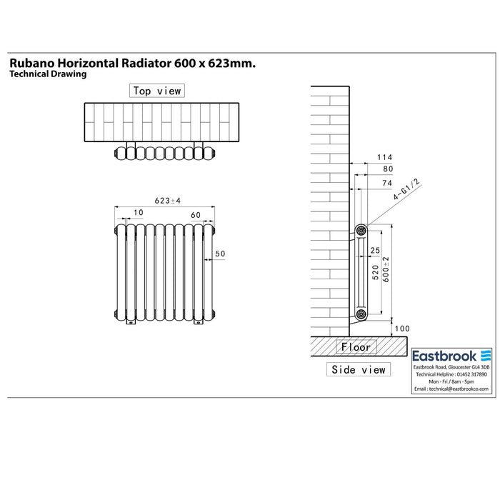 Eastbrook Rubano Horizontal Designer Radiator - Gloss White