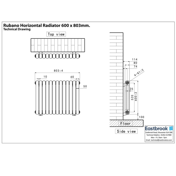 Eastbrook Rubano Horizontal Designer Radiator - Gloss White