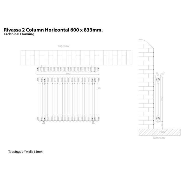 Eastbrook Rivassa 2 Column Horizontal Designer Radiator - Bronze Effect