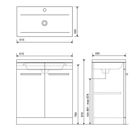 Sonas Otto Plus 2 Door Floorstanding Vanity Unit With Basin