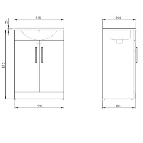 Sonas Belmont 2 Door Floorstanding Vanity Unit