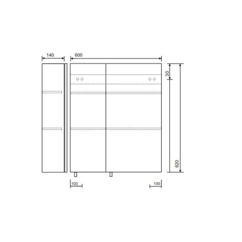 Sonas Otto Plus 620mm 2 Door x 600mm Wall Hung Non